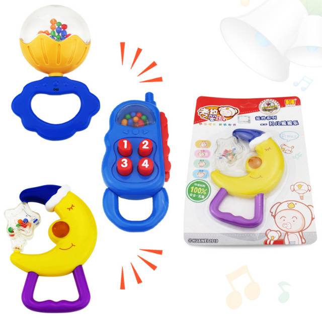 1234OS - Mainan Teether Rattle dengan Lonceng Genggam Bahan Plastik Bayi untuk Edukasi