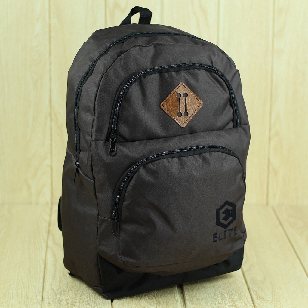 Tas Ransel Distro Elite Coklat Model Casual Cowok Cewek Pria Wanita Unisex Back Pack Sekolah SMP SMA