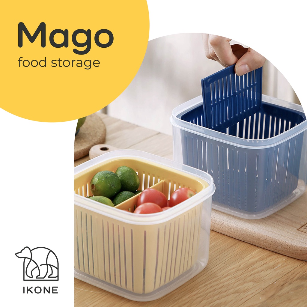 【IKONE】MAGO Food Organiser Strainer Kotak Makanan Jaring Anti Basah Murah Kontainer tempat saringan tempat buah tempat sayur Fridge Organizer