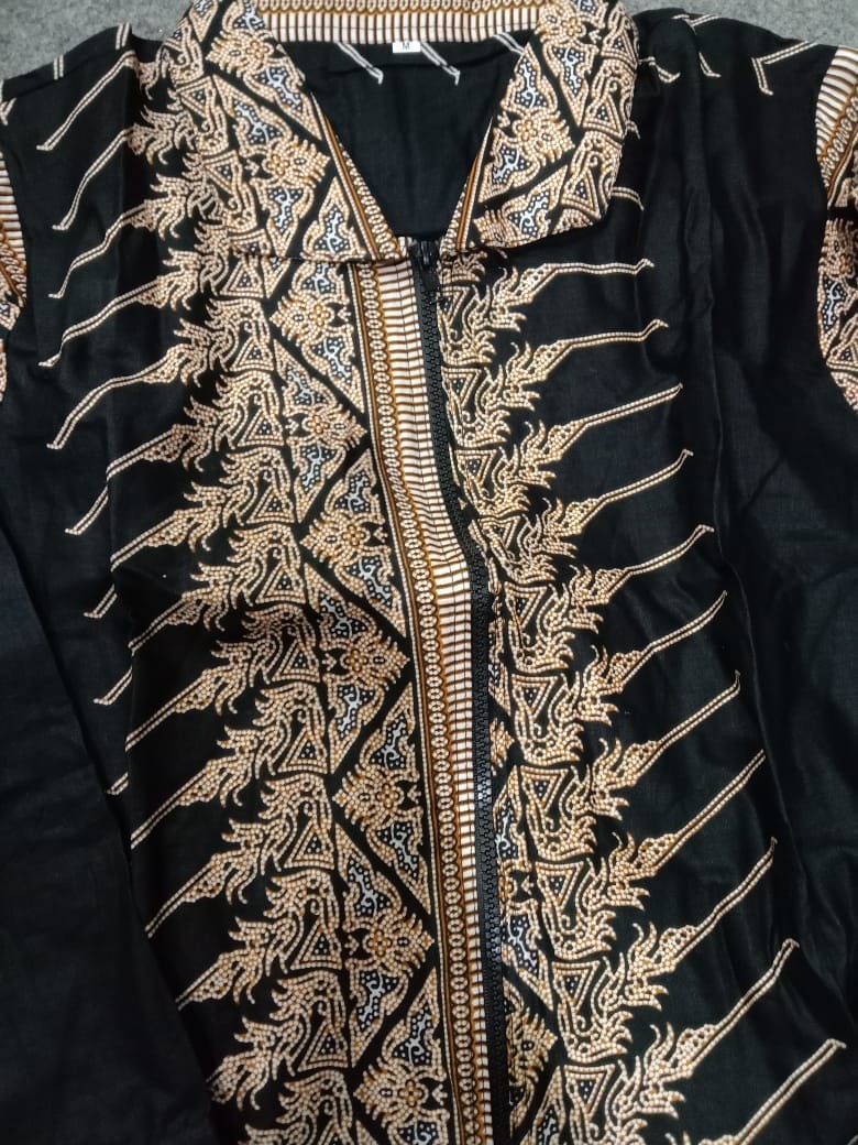 Couple Batik Kemeja Tunik Ziper Depan Motif Jokowi Serit