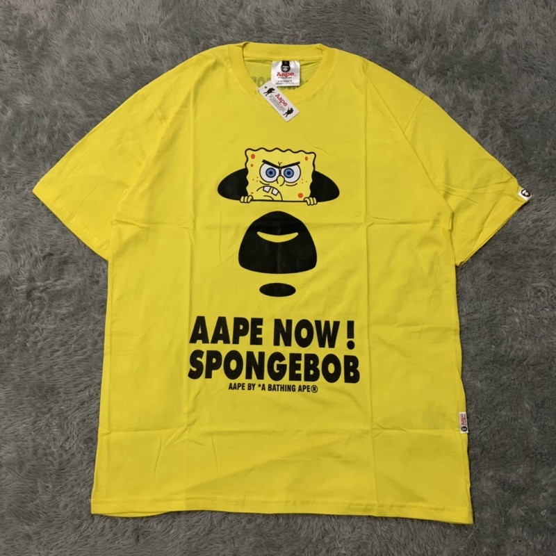 Kaos Tshirt Aapenow Bathing Ape Spongebob Fulltag &amp; Lebel