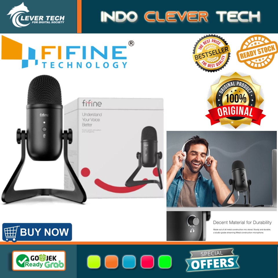 Fifine K678 USB Condenser Microphone with Volume and Headphone Control