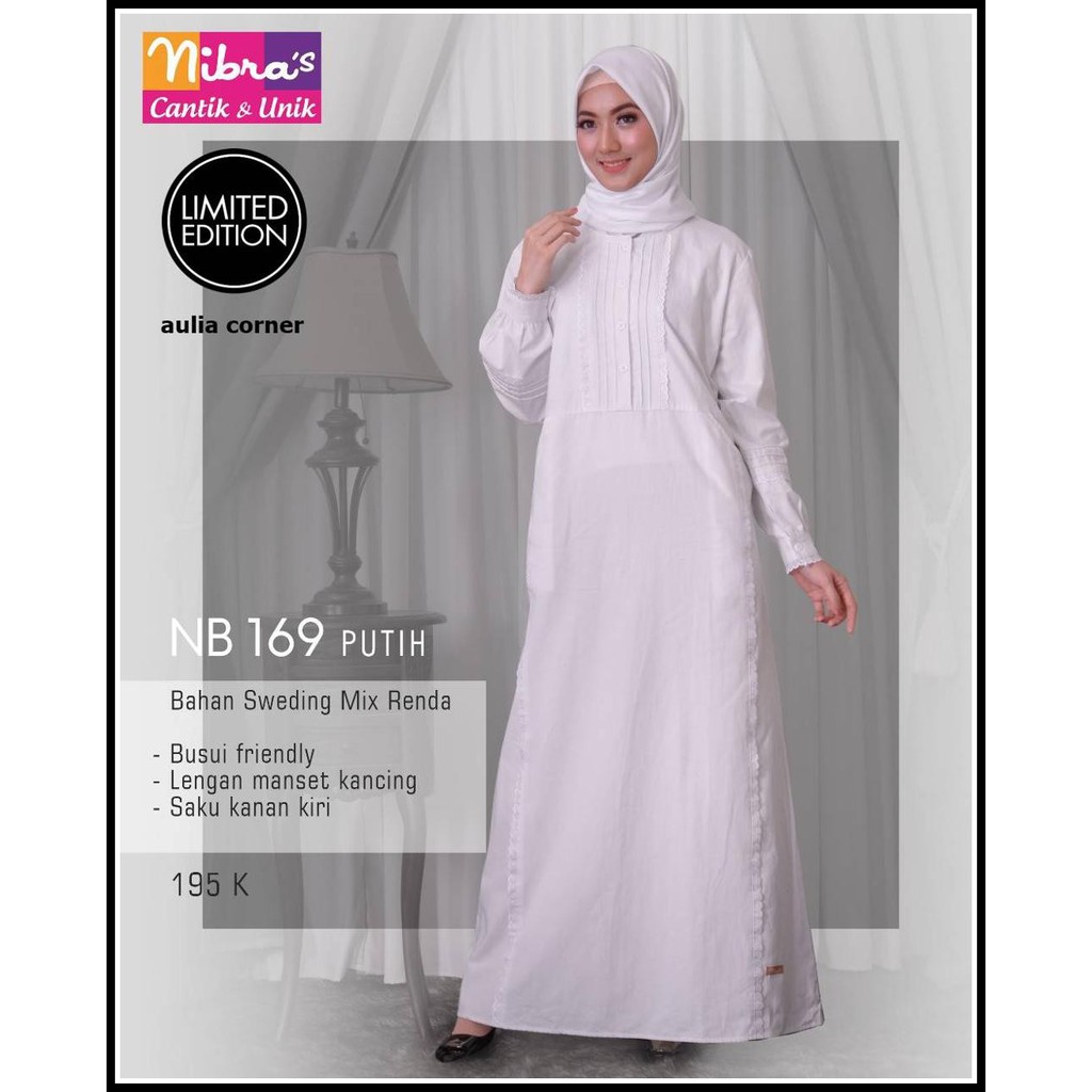 Gamis Model Terbaru Nibras NB 169 Putih Baju Wanita Terbaru Model Baju Gamis