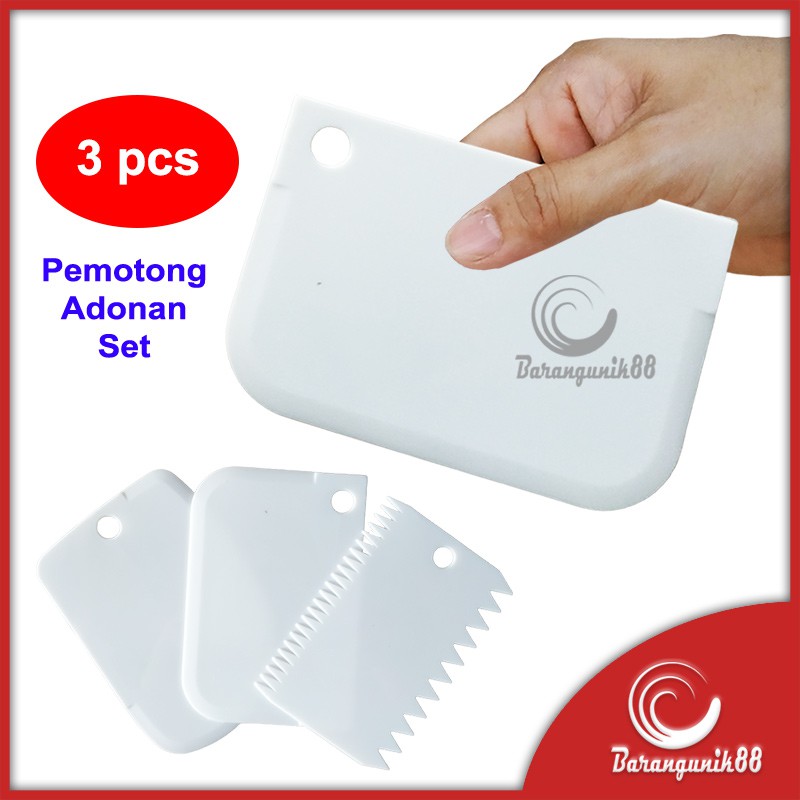 [Set, 3pcs] Scraper Adonan Kue Pemotong Adonan Roti Dough Cutter Plastik Food Grade