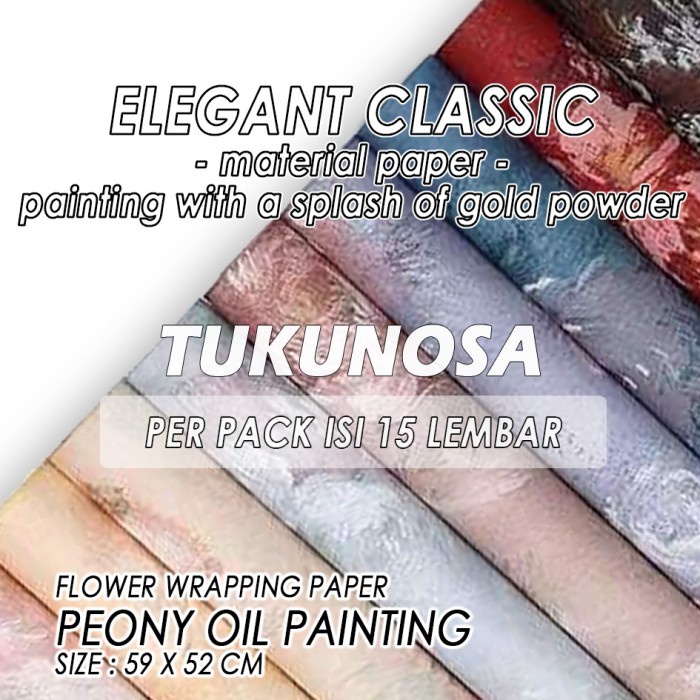 

PERPACK FLOWER WRAPPING PAPER PEONY OIL PAINTING - KERTAS BUKET BUNGA KERTAS KADO