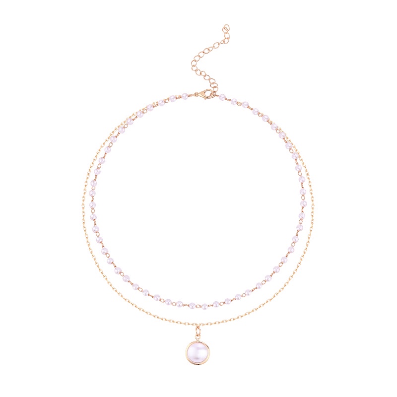 Double-layer Pearl Necklace Accessories Light Luxury  Temperament Simple Clavicle Chain