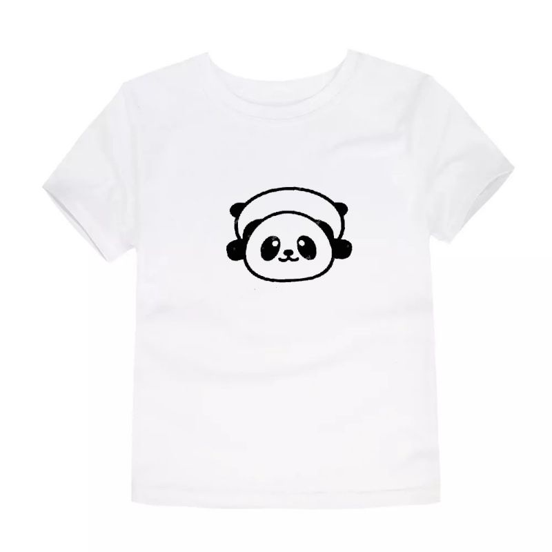 Hokyshop92 Kaos Anak Distro Panda Lengan Pendek Baju Oblong Anak Unisex Tshirt Kids Atasan Cod