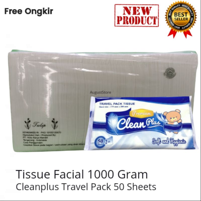 (Paket Lengkap Free Ongkir) Tisu Tissue Facial Pup 1000 Gram Dan Cleanplus Travel Pack 50 Sheets