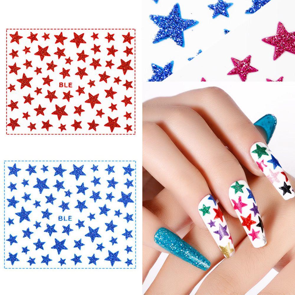 AUGUSTINA Agustina Stiker Nail Art Glitter Shiny Nail Art Dekorasi Perekat Diri Gadis Anak 3D Nail Slider