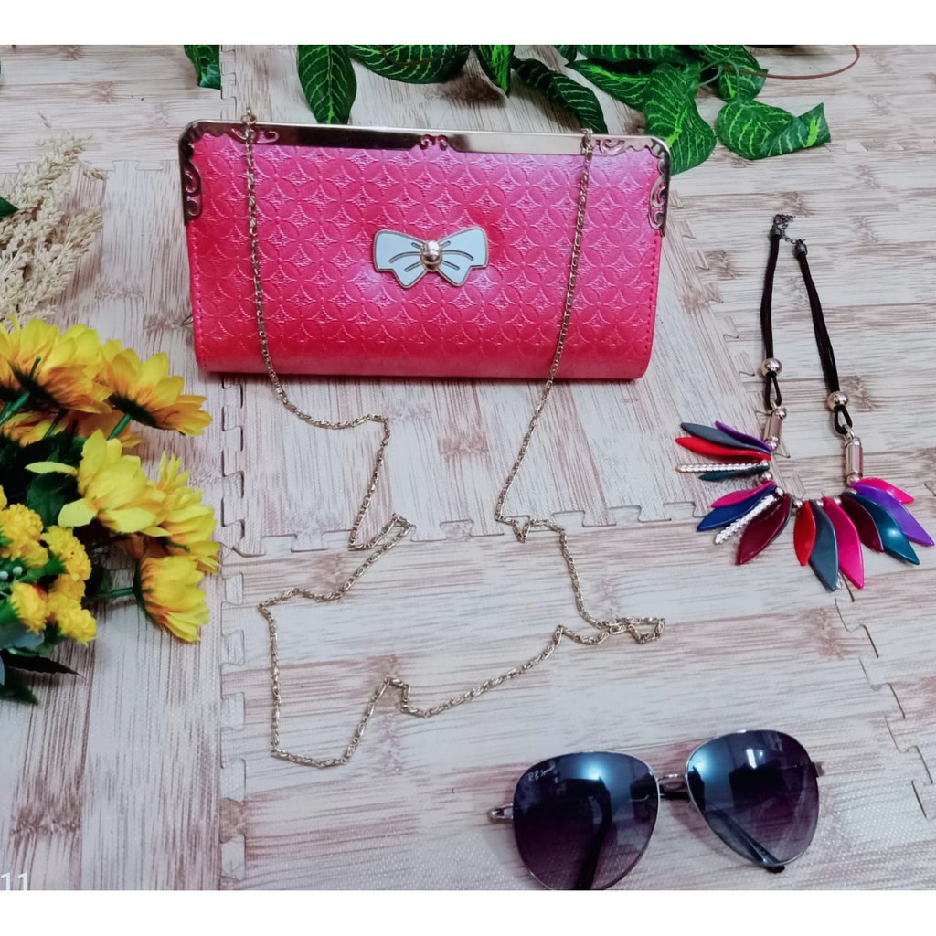 Tas pesta wanita cantik murah elegan warna merah