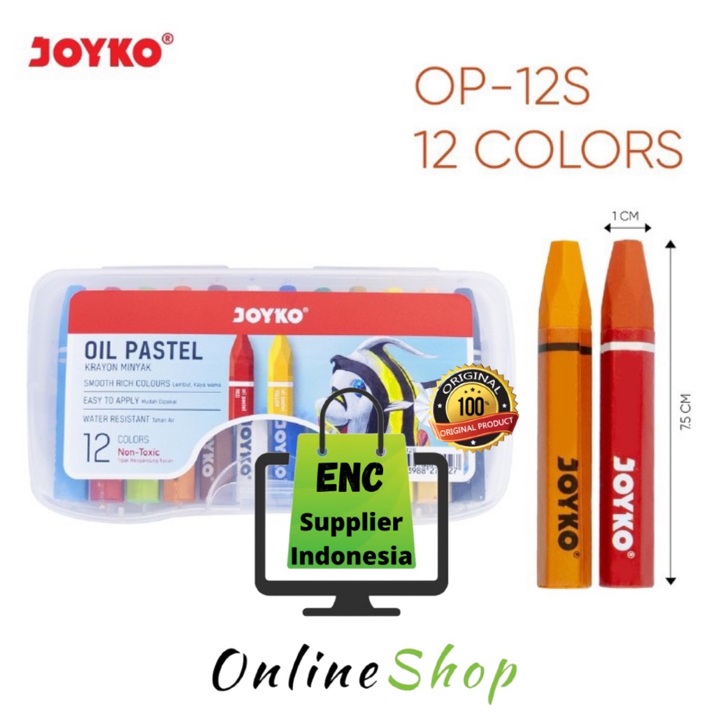 

12 w JOYKO crayon 12 warna oil pastel 12w color krayon minyak per set - enc.sup