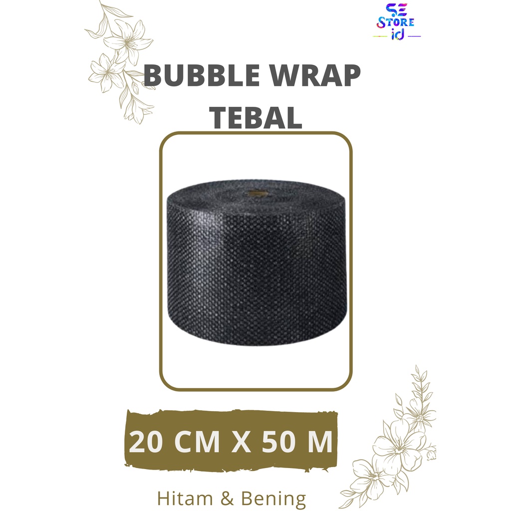 

Bubble wrap murah 20 cm x 50 m Tebal, Ready warna Hitam & Putih