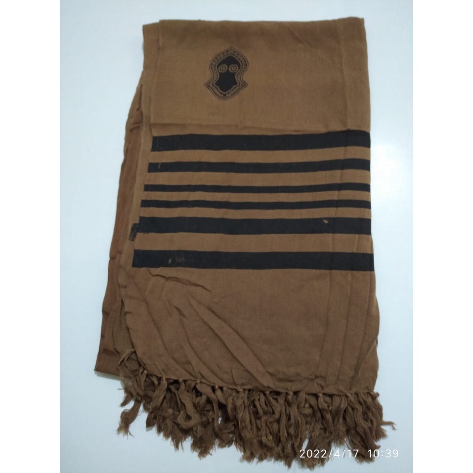 H2. surban terumpah. surban rayon. surban motif garis kualitas premium ukuran 125cm X 210cm-COKLAT