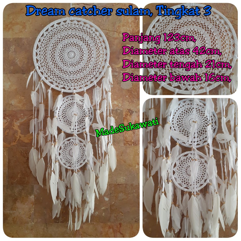 Dream catcher sulam bali tingkat 3 diameter 42cm panjang 123cm