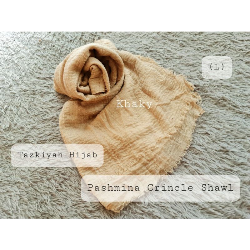 Pashmina Crinkle Shawl-Khaky**(L)