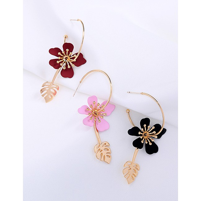 LRC Anting Gantung Fashion S925 Sterling Silver Leaf Earrings F83810