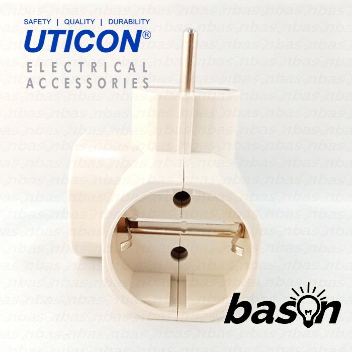 UTICON SC38 Steker T 3 Lubang Arde - 3 Way Socket