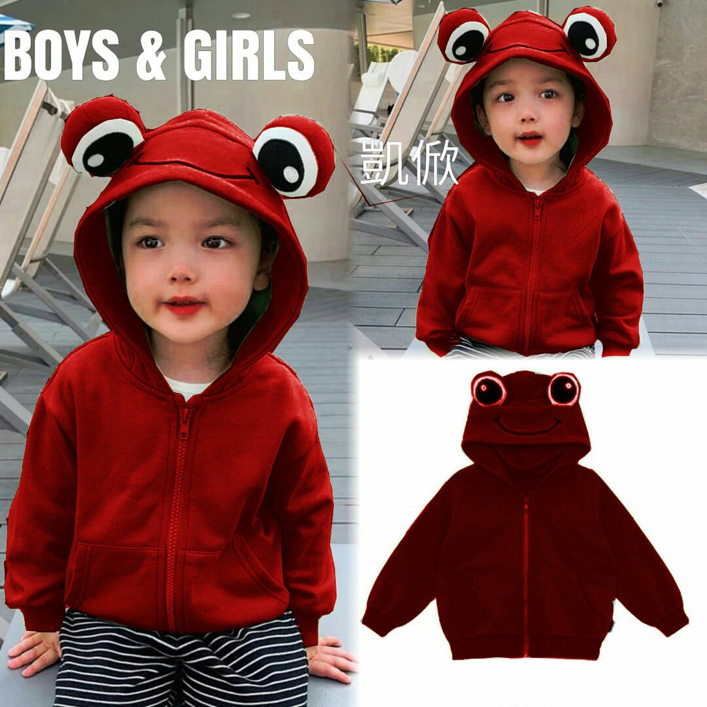 Baju Jaket Frog Hoodie  -  Sweater/Jaket Anak Perempuan 4-6 Tahun MS