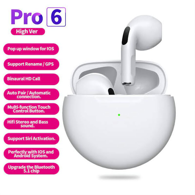 Headset Bluetooth TWS Airpods Pro 6