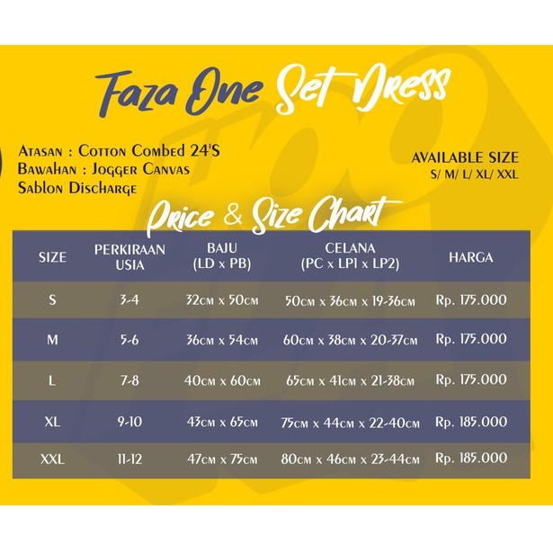 𝙷𝙾𝙾𝙵𝙻𝙰 - Baju Setelan Dress Anak Perempuan dengan Celana Jogger Faza One Set Usia 3-12 Tahun