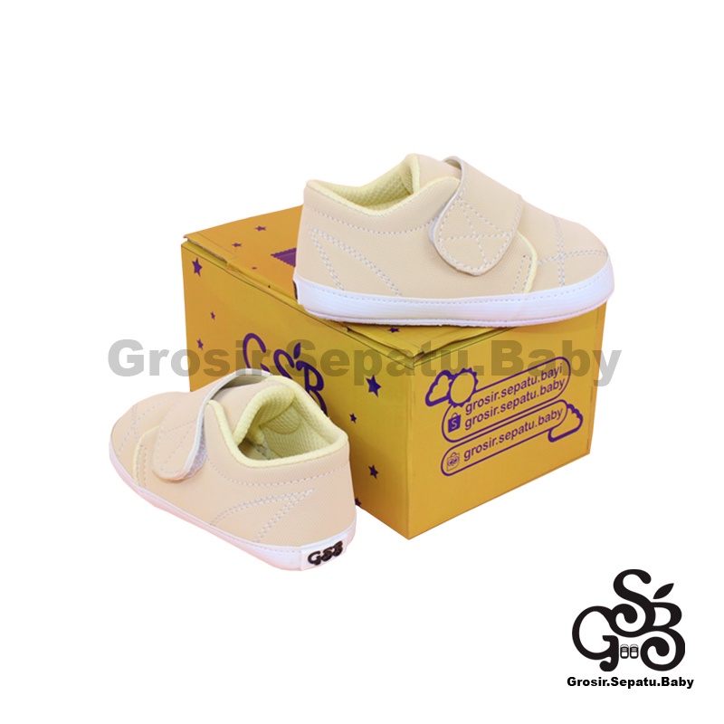 Prewalker - Sepatu Bayi - Baby Shoes | 2-12 bulan | Simple Classy KREM casual polos ringan &amp; fleksibel
