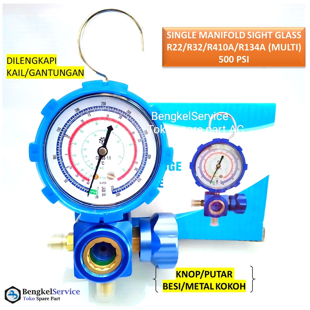 Paket Isi Refrigeran R134a Klea Ac Mobil Variasi Refrigeran R134a, Manifold Gauge &amp; Selang, Can Tap Valve, Quick Coupler