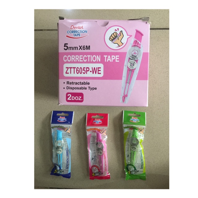 

Pentel Correction Tape ZTT605, harga Rp 16.500 per pcs, ada pilihan 3 warna