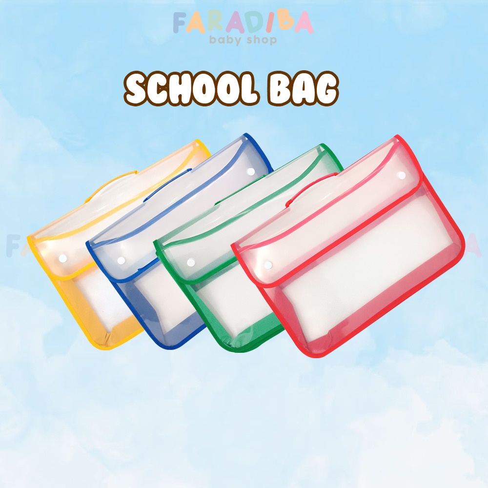 

School Bag Tas Folder File Map Dokumen Model Transparan High Quality Perlengkapan Kantor Alat Tulis Anak Sekolah