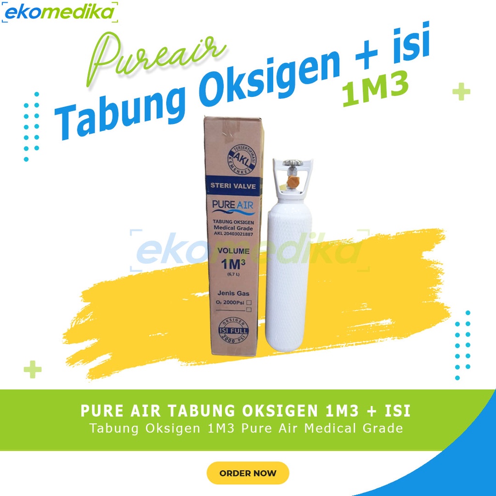 Tabung Oksigen 1m3 1 M3 Termasuk isi oksigen ( Tabung + isi ) / Tabung Oksigen Medis PURE AIR / LOTU