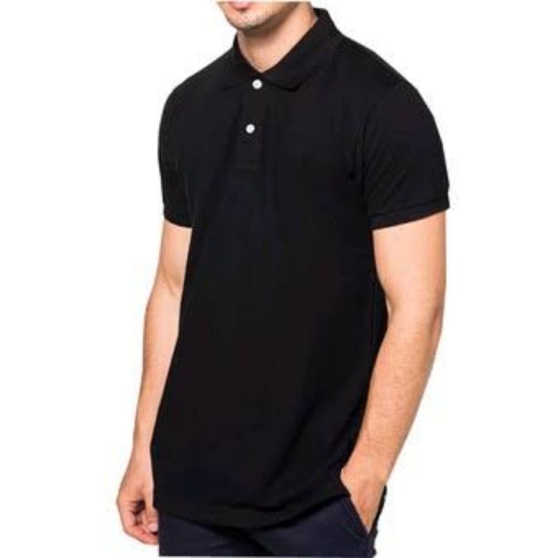 Kaos Kerah Polo Hitam Shirt Cotton CVC Pique 24s
