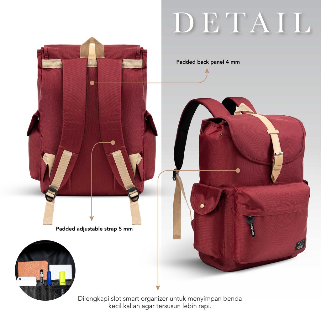 HEYLOOK Project - (Free Raincover) Tas Ransel Laptop Wanita Backpack ROCCA Wanita Tas Ransel Tas Punggung Wanita