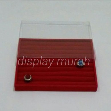 Display/Nampan Cincin Bludru Tutup Mika Tempat Cincin Kotak Cincin Stand Pajangan Perhiasan - BH