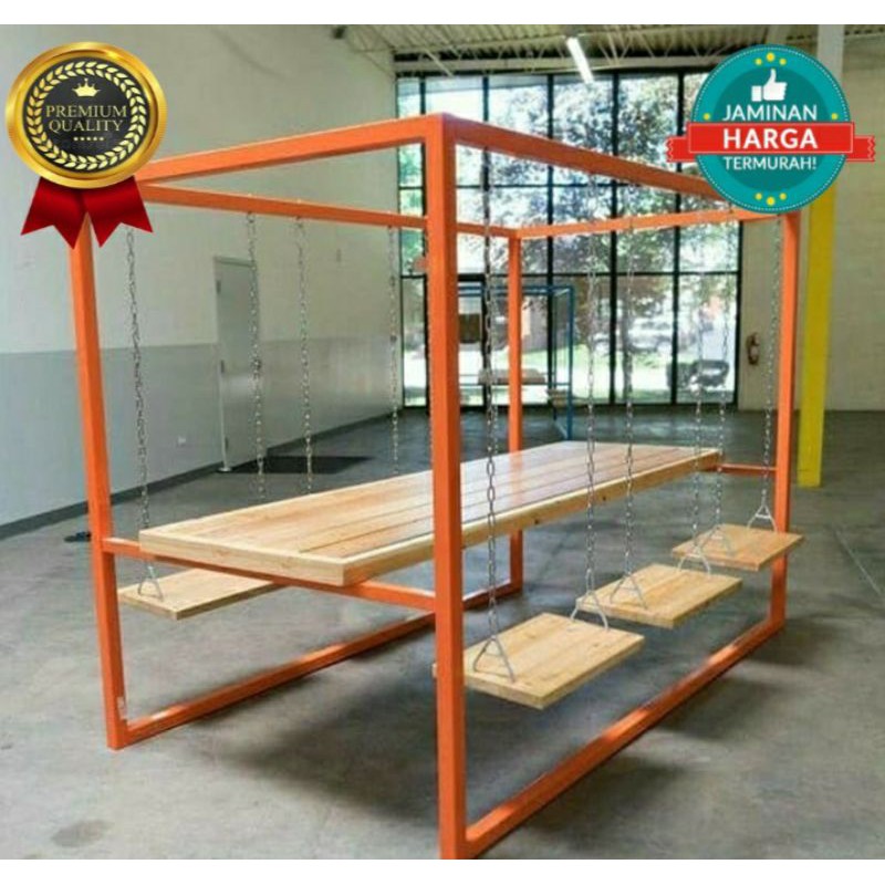 Ayunan Taman Besi / Ayunan Gantung / Ayunan Besi Taman / Ayunan Besi Kombinasi Kayu Jati Jepara