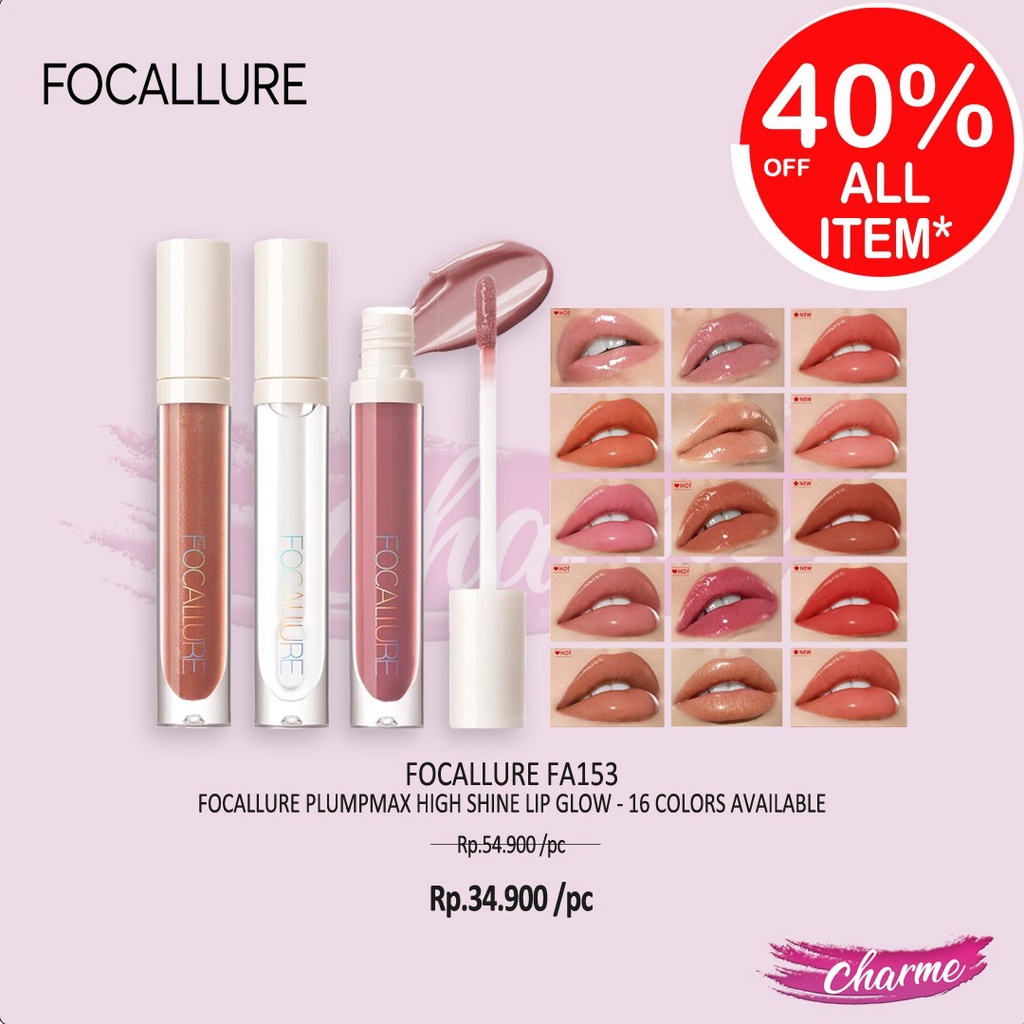 (READY &amp; ORI ) Focallure Plumpmax High Shine Lip Glow FA153 FA 153 lip gloss Lipgloss Plump Max Tahan Lama Waterproof