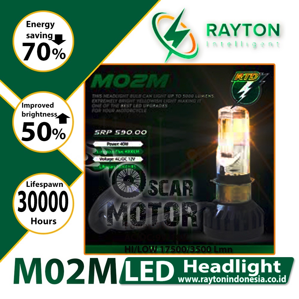 Rayton Led Otomotif M02MOriginal DRL LAMPU HID UTAMA NEW WHITE BLUE motor