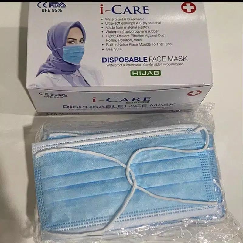 Masker bedah 3ply i-care Jilbab