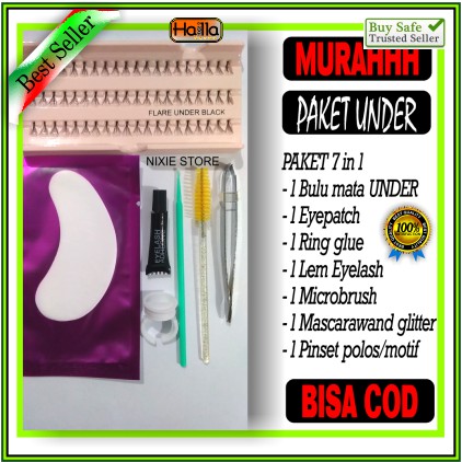 PAKET Bulu mata Tanam Eyelash Extension 7 in 1 Bulumata Natural Lembut Bagus Murah Flare 60 Helai