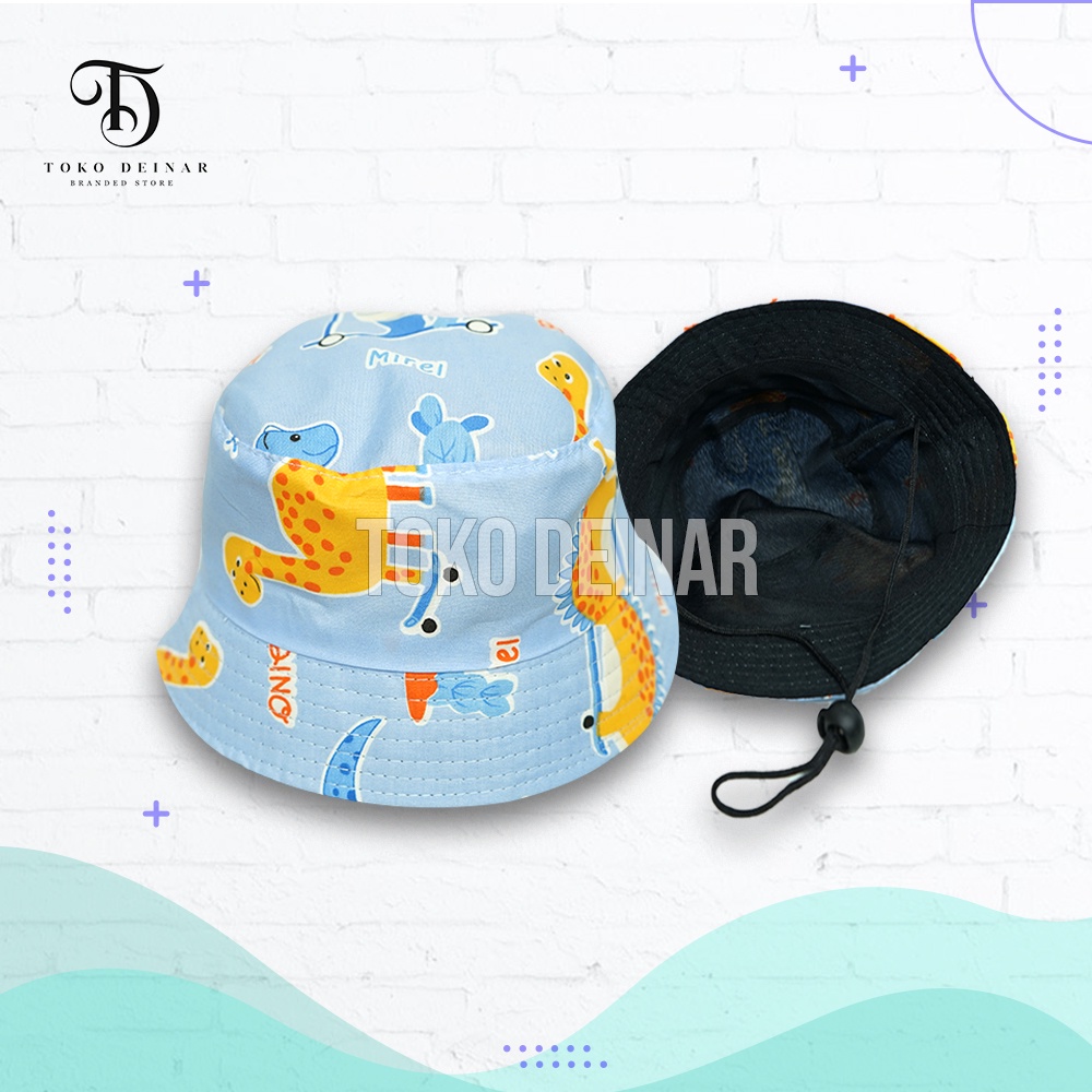 Topi Anak Laki Laki Perempuan Bucket Micro Tali  3 - 10 Tahun Unisex 6 Motif Sablon DINOSAURUS dan SEA High Quality Karakter / Gambar Karton, Cartoon / Hat / Koboy / Gunung / Outdoor / Termurah / Terlaris / Bahan Premium / TIdak Panas DIpakai / Bisa COD-2