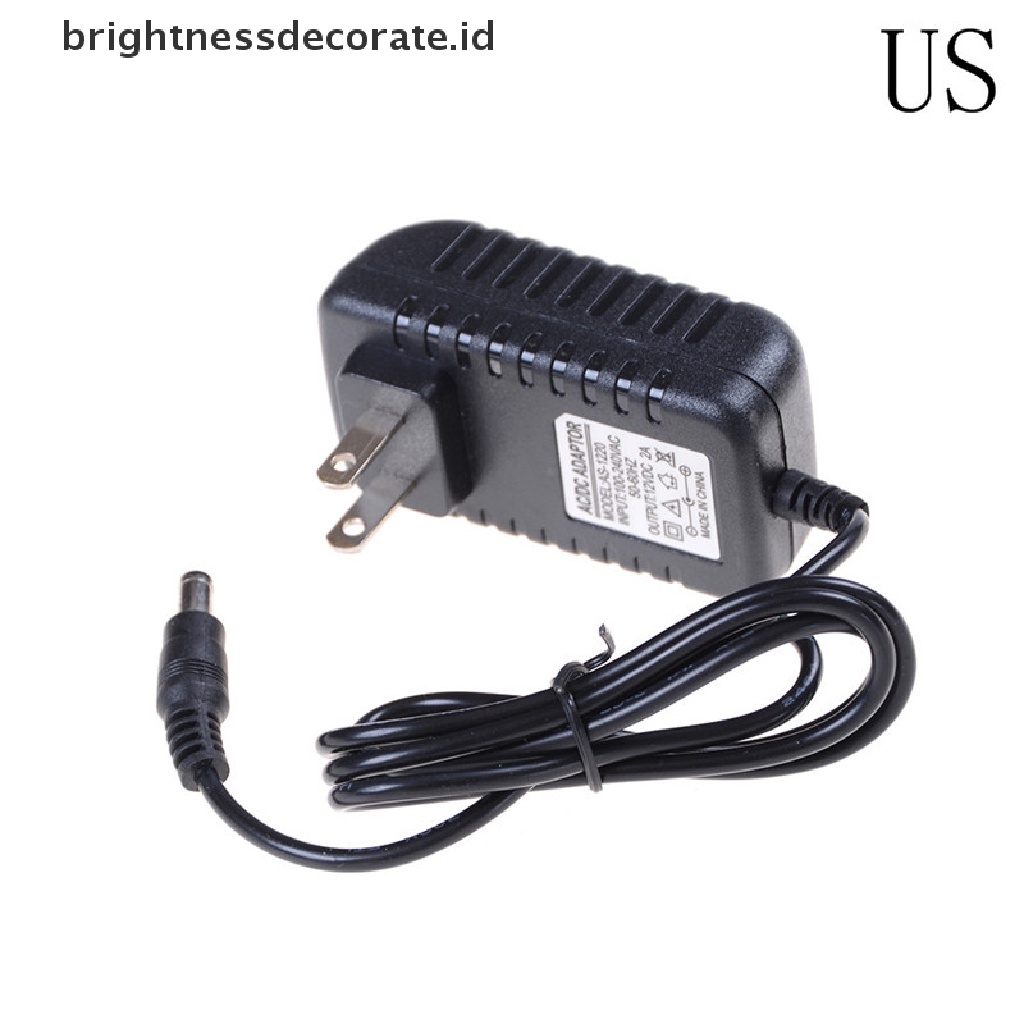 1 Pc Adaptor Konverter Power Supply Dc 12v 2a Eu / Us Plug 5.5mm Untuk Led Cctv