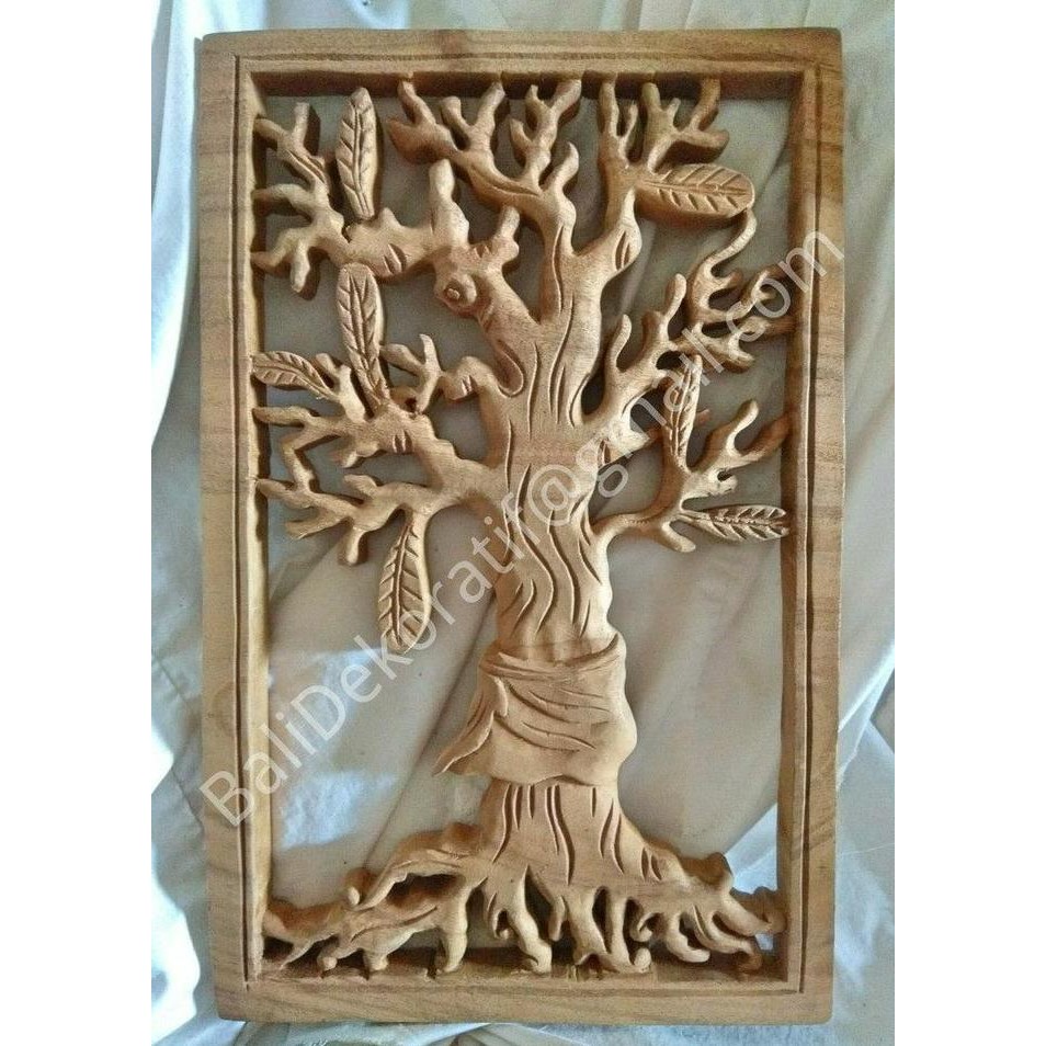 Produk Unggulan] Ukiran Bali Model Tree Of Life 80X30 Dekorasi Hiasan Dinding