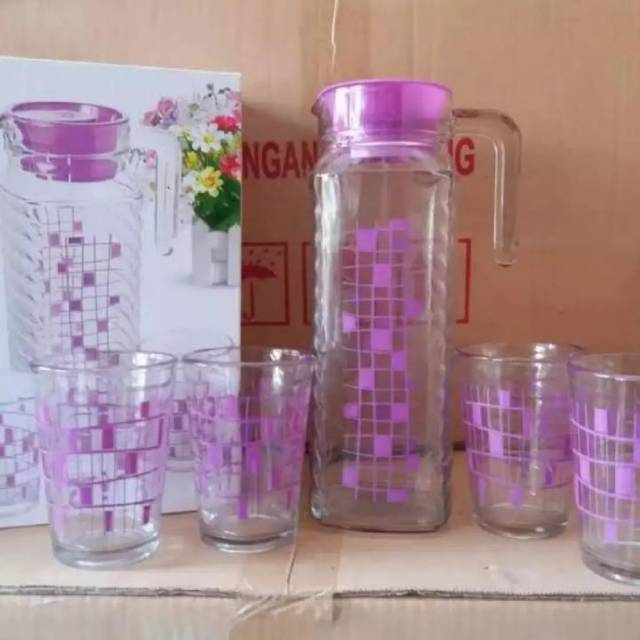 Teko kimglass/teko set kimglass/teko set kimglas/teko penyimpanan air/teko beling/teko beling set