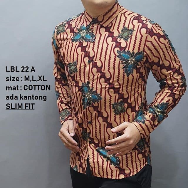 KEMEJA SLIMFIT LBL 22A KEMEJA BATIK LENGAN PANJANG BAHAN KATUN