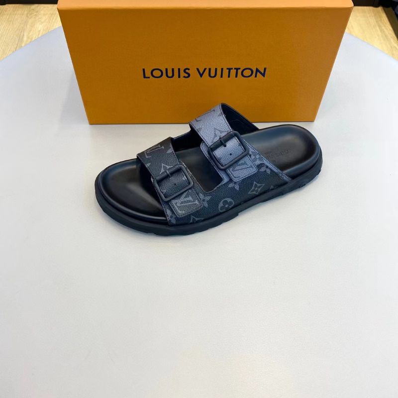 lv sendal cowok slip on sandal pria slide selop flat slippers mirror