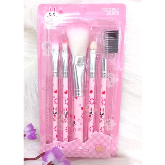 Kuas Make Up Lengkap 5pcs|Kuas Set Hello Kitty|Kuas Set Doraemon