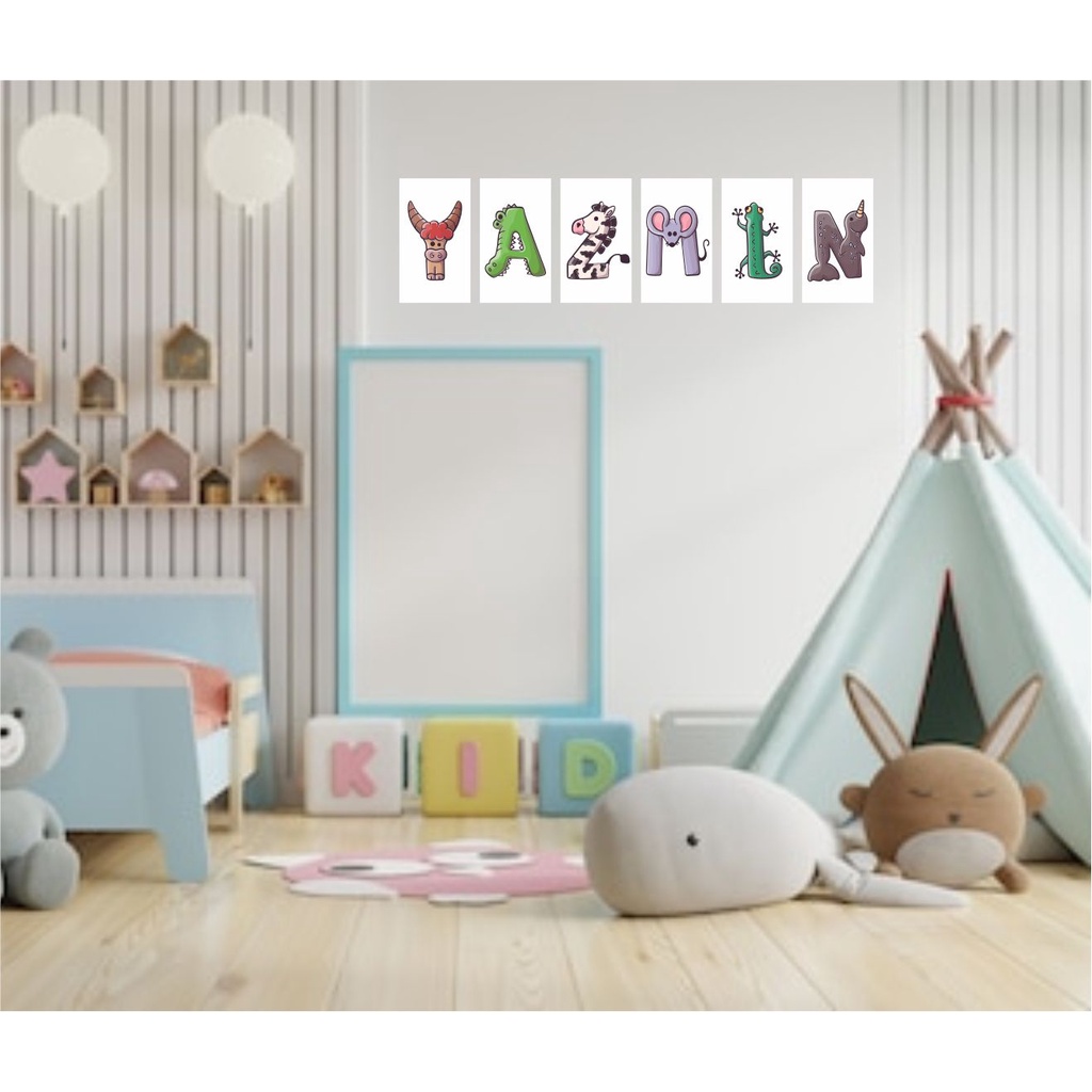 Hiasan Dinding Poster huruf abjad alfabet Custom Nama