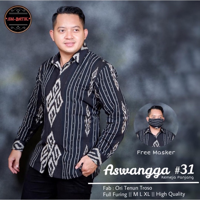 ASWANGGA 31 Kemeja Batik Pria Solo Asli Lengan Panjang Katun Halus FULL FURING PREMIUM Mewah Ori Ten