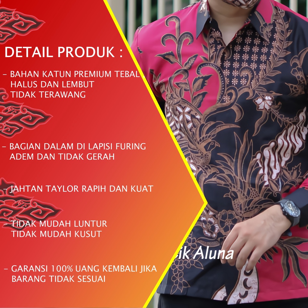 KEMEJA BATIK PRIA LENGAN PANJANG PREMIUM REGULAR MODERN BATIK ALUNA PCW 085