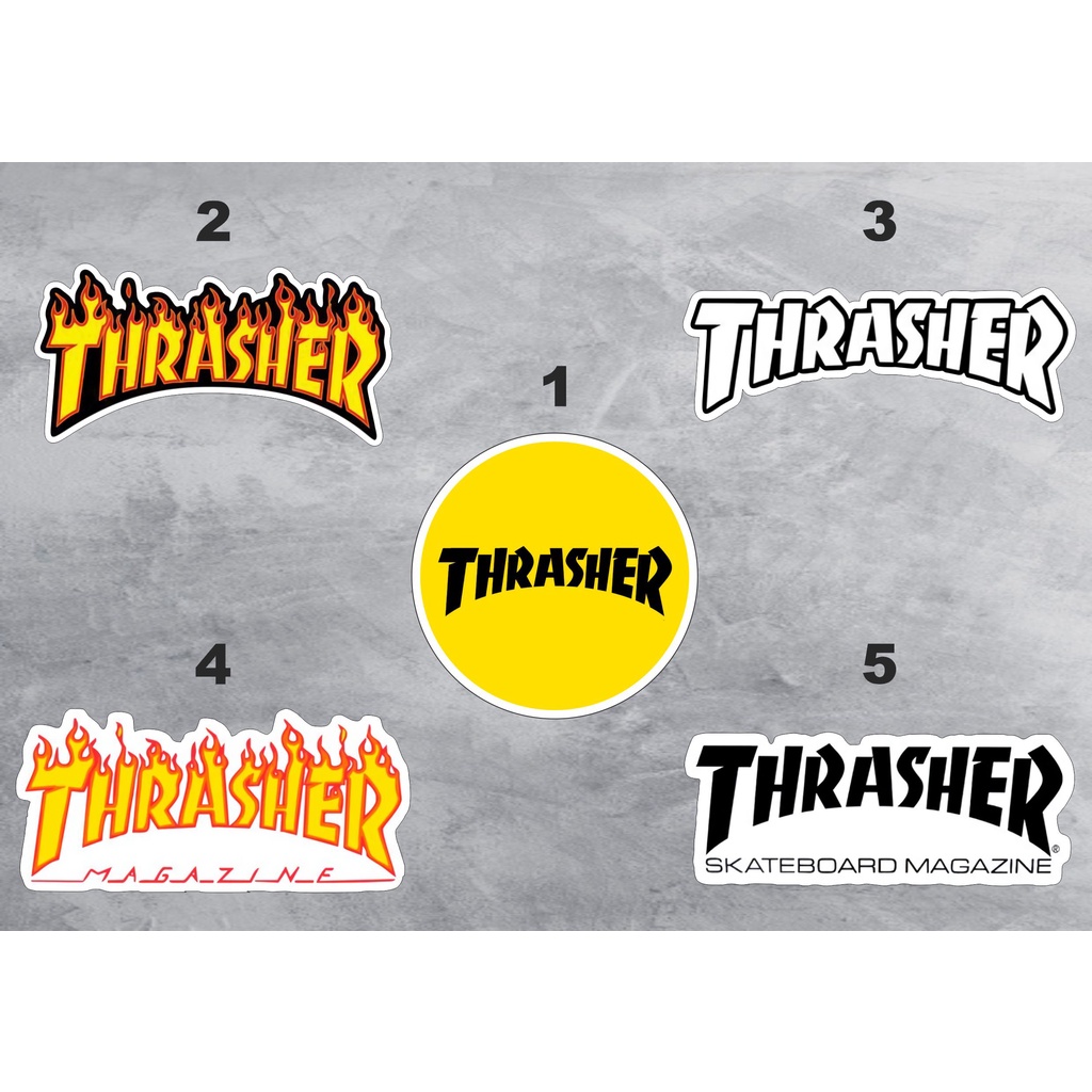 

STICKER AESTHETIC THRASHER - STICKER BRAND, DISTRO, LOGO BRAND - STIKER TUMBLER CASE HP, MOTOR, HELM