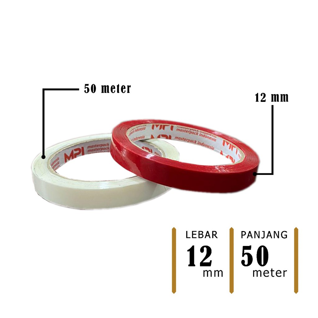 ISOLASI WARNA WARNI 12mm- LAKBAN OPP TAPE 12 mm MASTER PACK INDONESIA