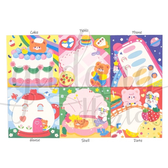 Memo Bear Party Memopad Motif Beruang Pesta DIY Scrapbook GH 301079